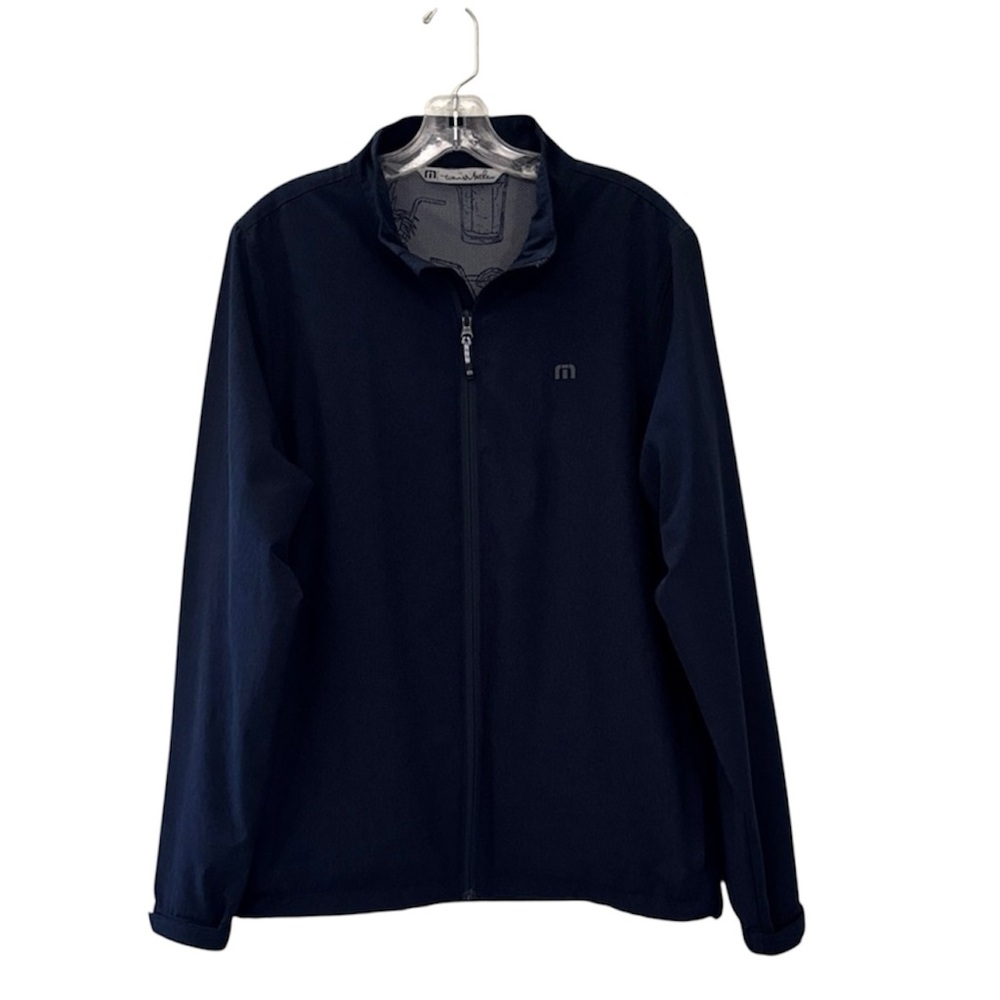 Travis Mathew Blue Zip Up Light Windbreaker Jacket With Pockets Size Medium